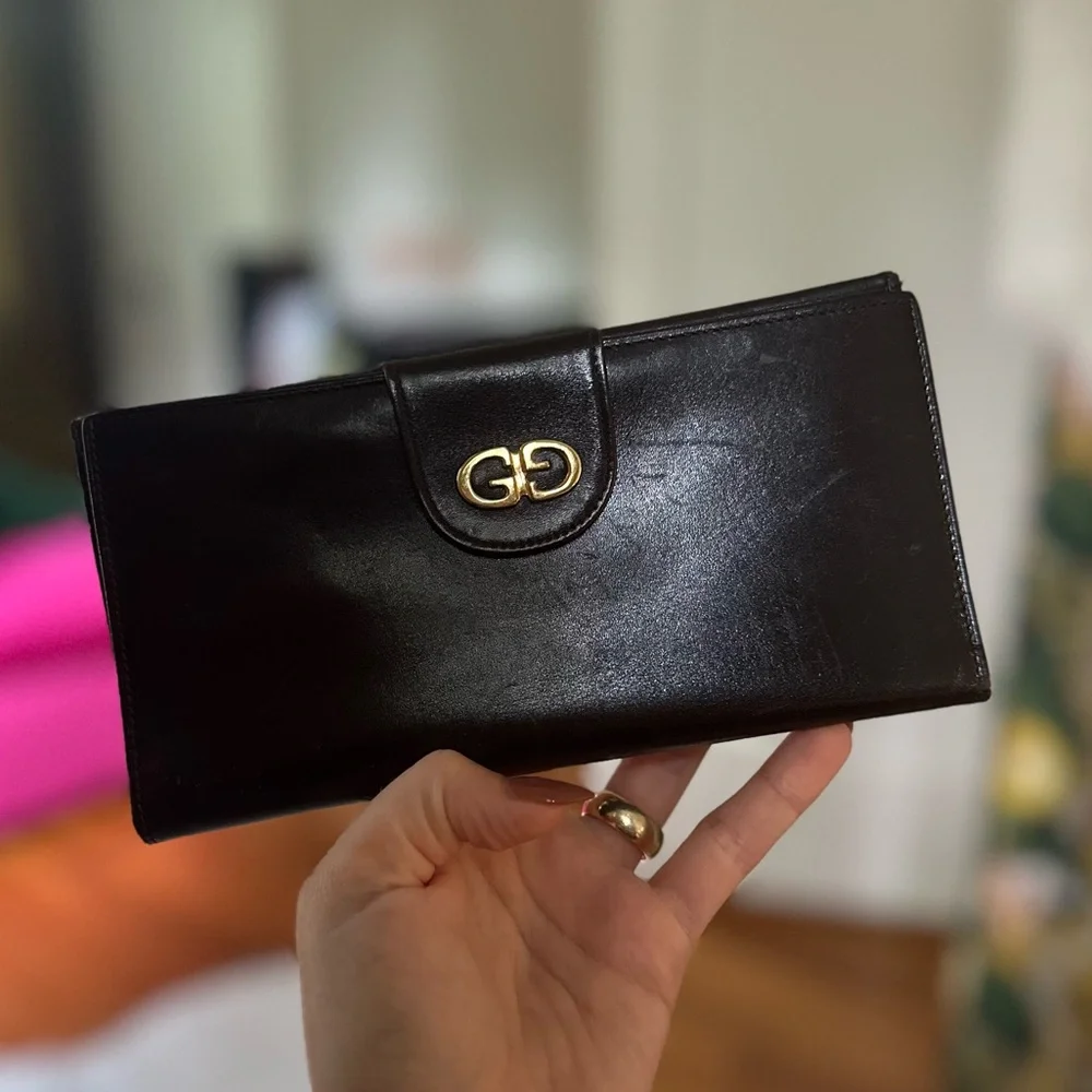 Rare GUCCI Gilt Clasp Brown Leather Wallet 1970s - Picture 2 of 8